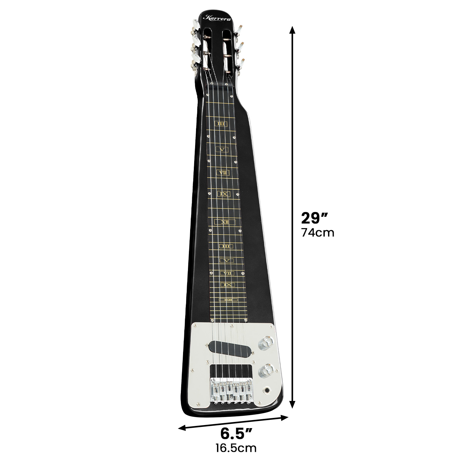 Karrera 29in 6-String Lap Steel Hawaiian Guitar - Black β image 3