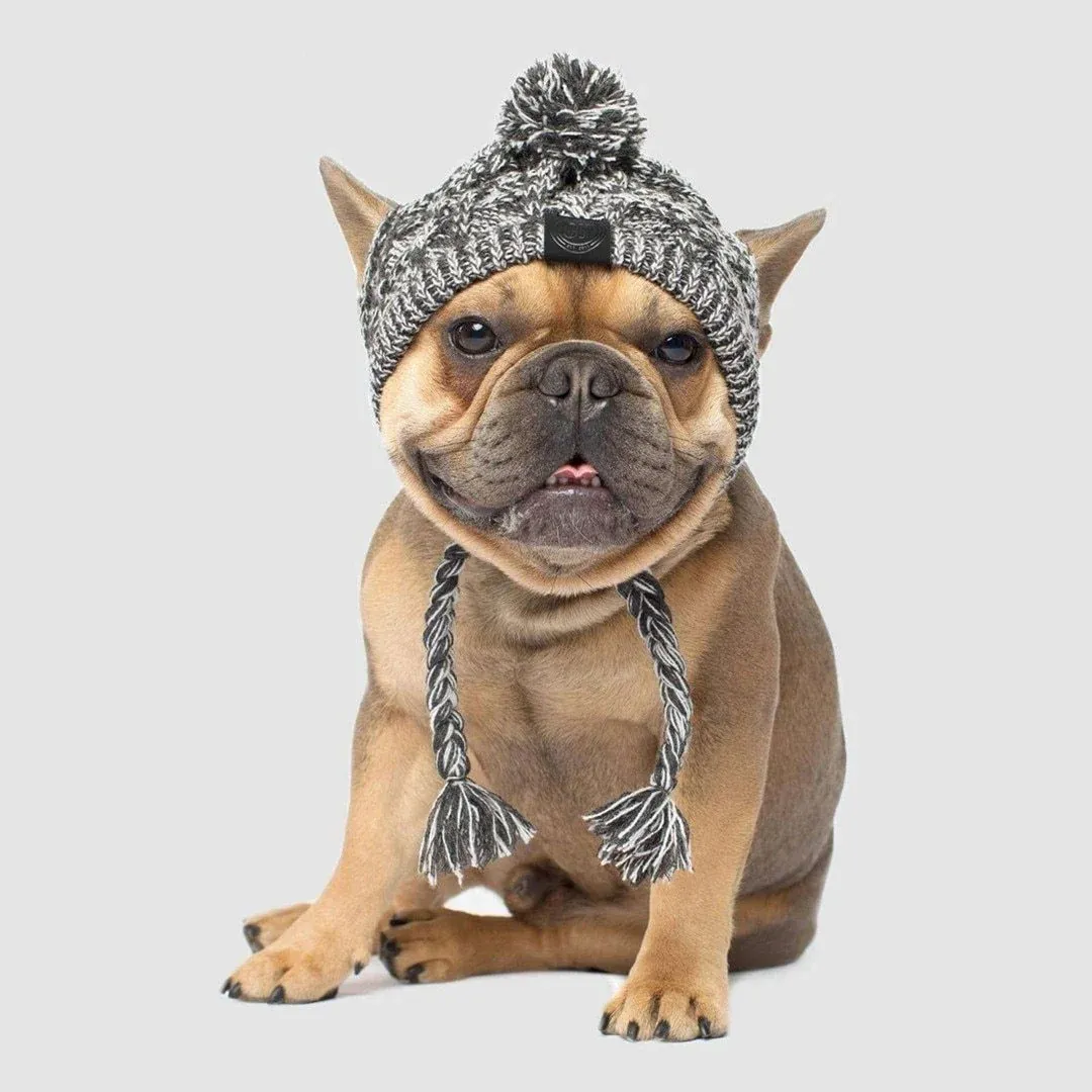 Dog Hat Knitted Windproof Winter Pom Hat, Black, S — image 4