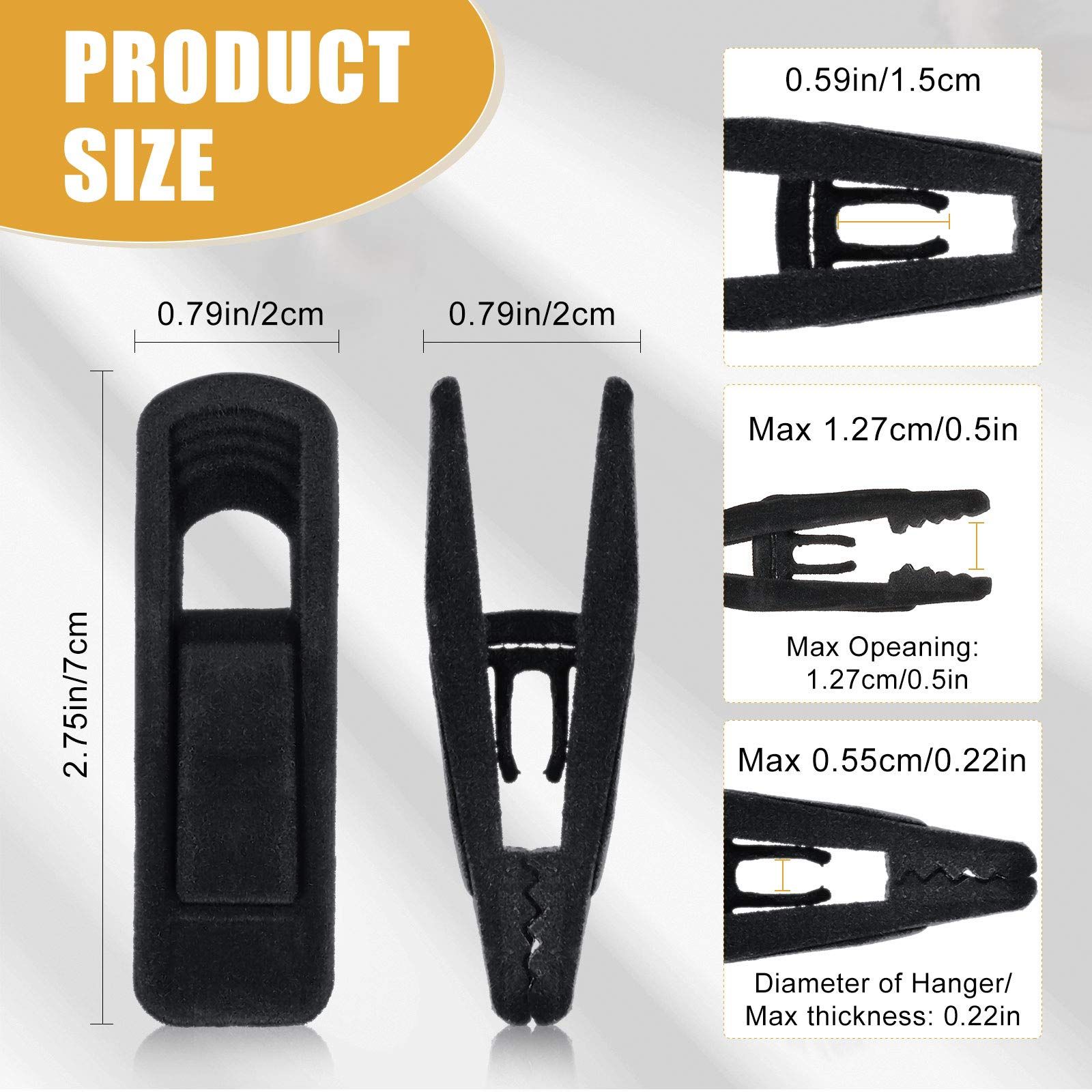 Velvet Hangers Clips Flocked Finger Clips Velvet Clothes Clips Strong Pants Hangers Clips for Slim-line Clothes (72 Pieces) — image 2