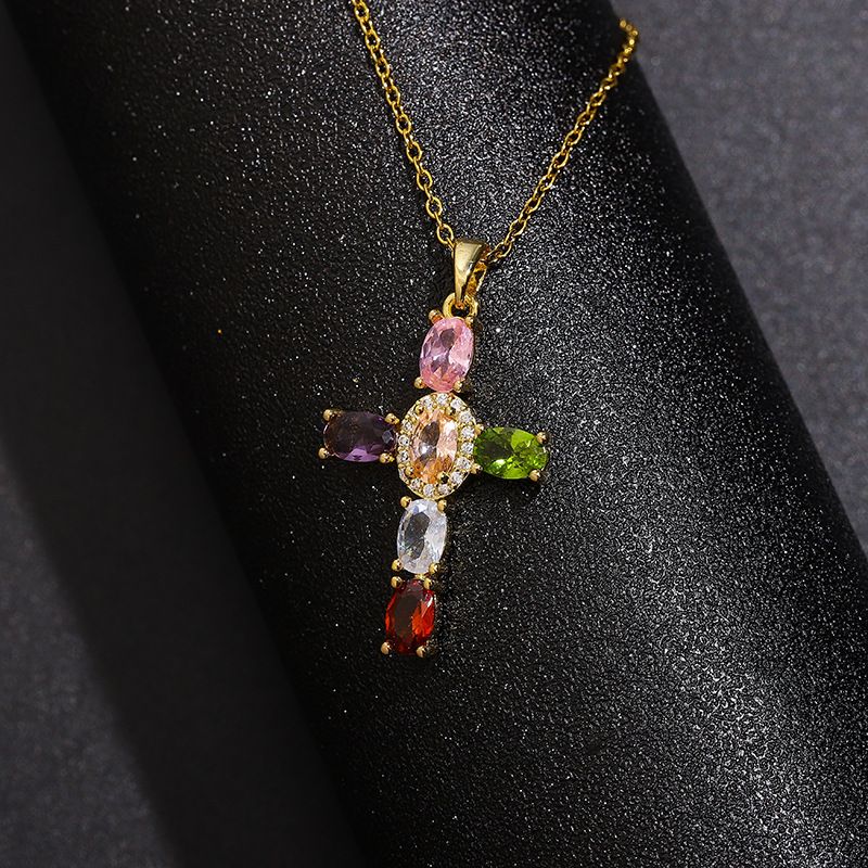 Gold Cross Necklace for Women - Handmade Pendant Necklace, Hypoallergenic Jewelry Gifts Zirconia Cross Necklaces