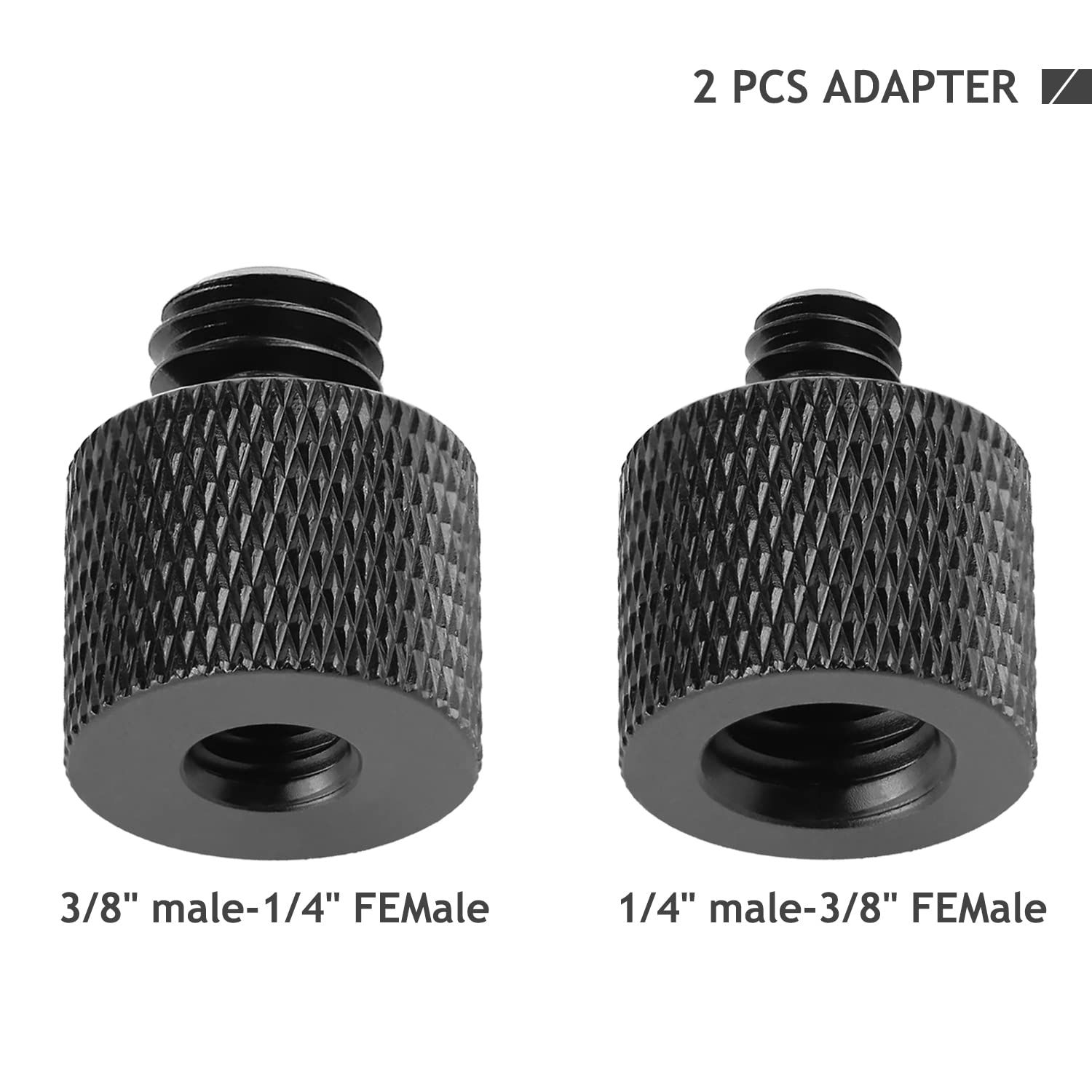 2pcs Screw Adapter Thread 1/4" Male to 3/8" Female and 3/8" Male to 1/4" Female Adapter Set for Camera Monitor, Tripod — image 3