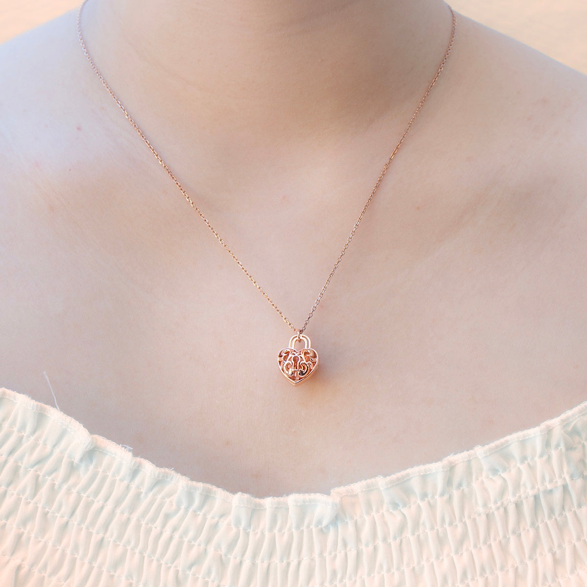 Gift Box - Heart Lock Rose Gold Aroma Necklace + Purify Oil Blend — image 3