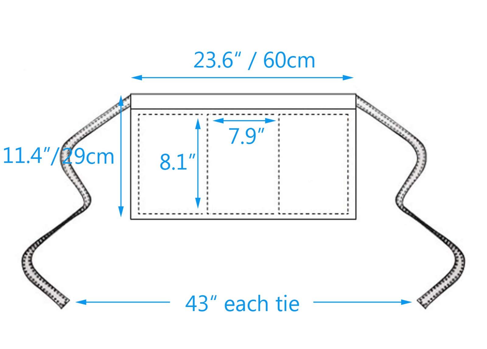 Cotton Server Apron with Pockets and Chef Bandana, Waist Apron for Waitress and Waiters, Half Apron for Women โ image 4