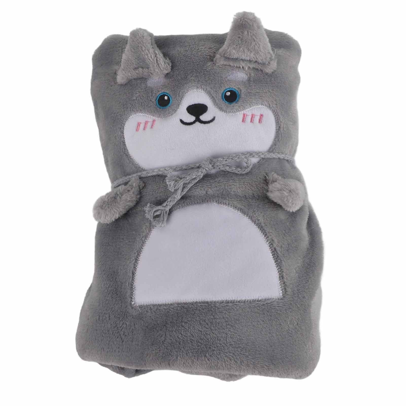 Flannel Blanket Cute Animal Shape Soft Skin Friendly Portable Nap Blanket for Sofa Bed Office Dormitory Husky 80 × 100cm / 31.5 × 39.4in