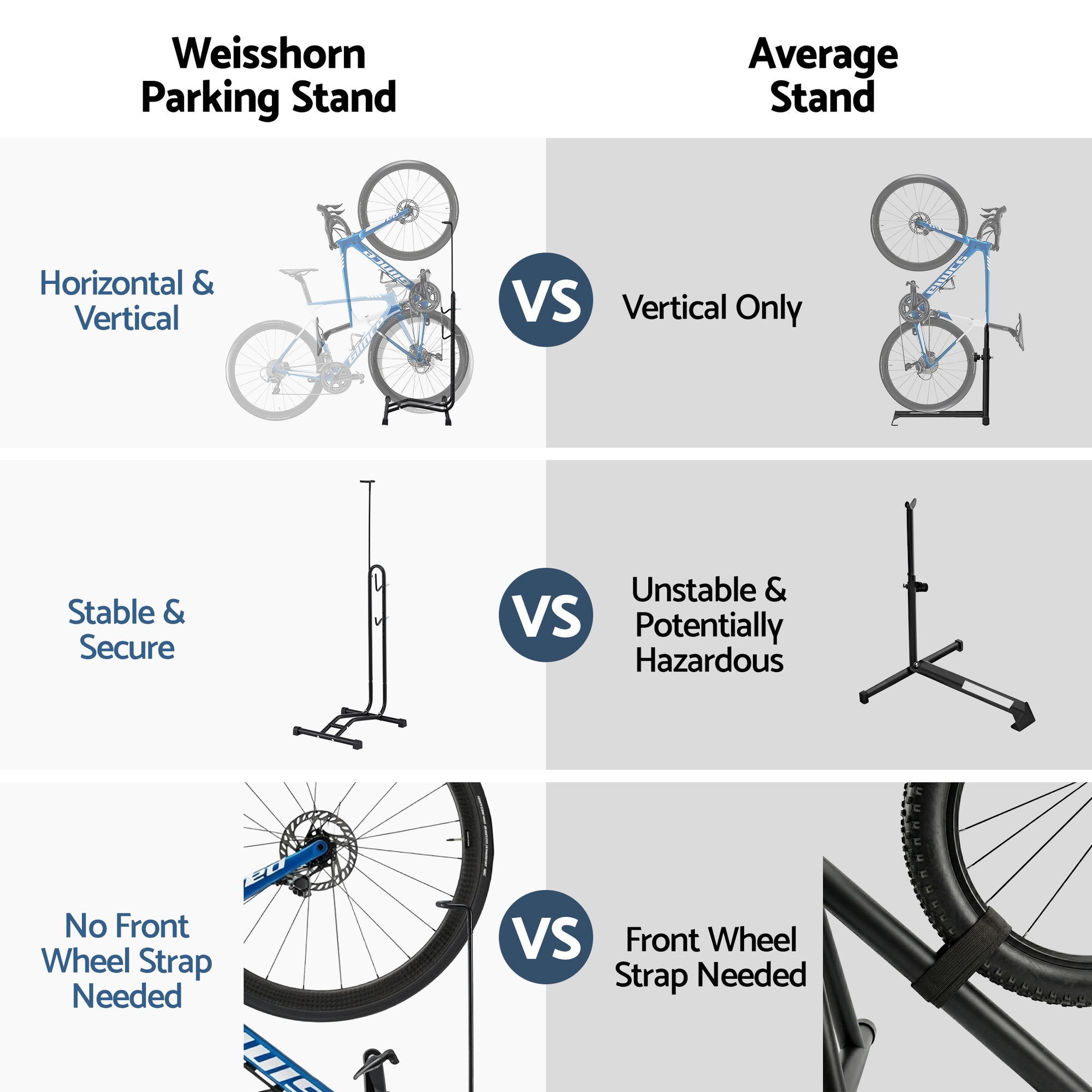 Weisshorn 4-in-1 Bike Parking Stand Vertical Floor Storage Rack for 24"-27.5" Bicycles, Adjustable Height Repair Maintenance Stand, Stable Indoor โ image 4