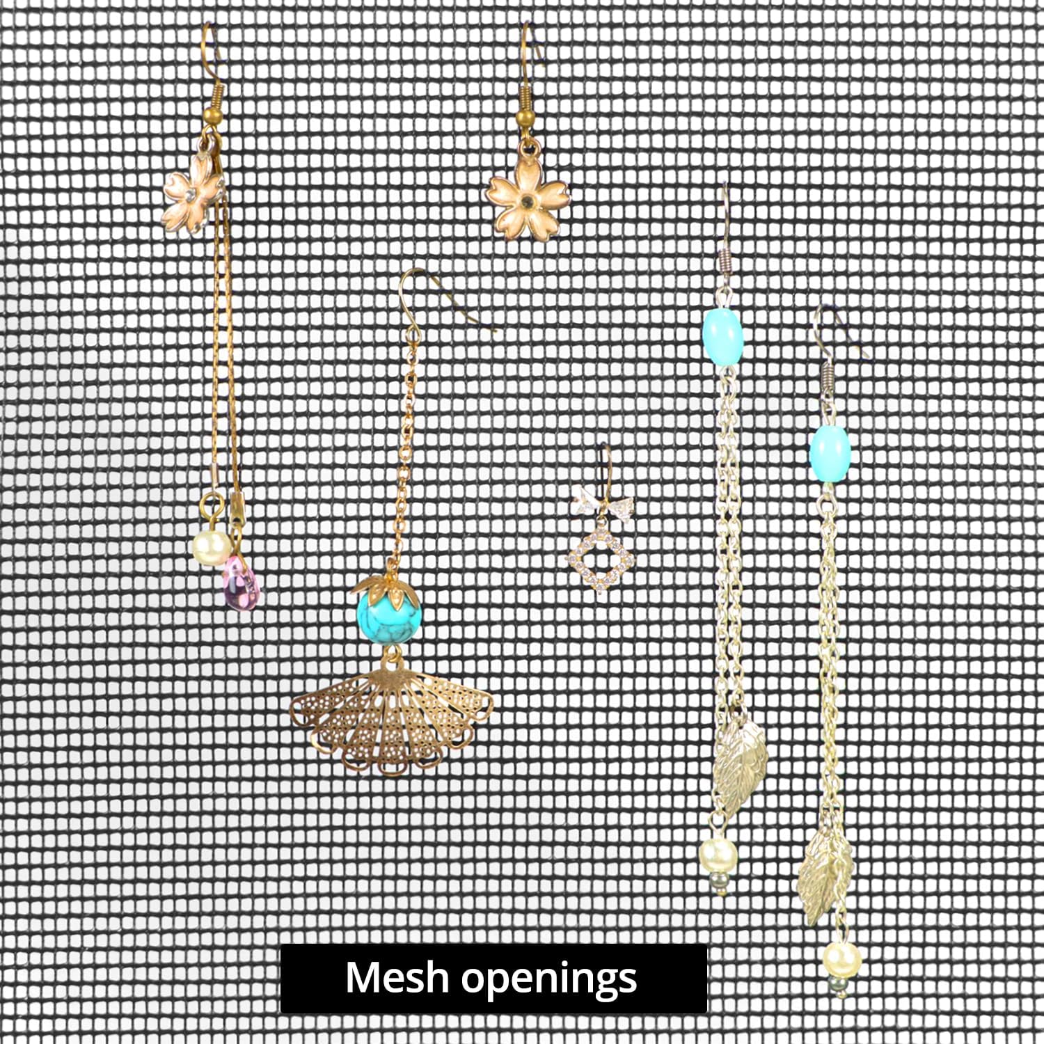 Earring Organizer Hanging Mesh, 2 Pack Wall Jewelry Organizer Necklaces Holder Rack for Earrings, Bracelets, Rings, Girls Hair Clips Hanger — image 4