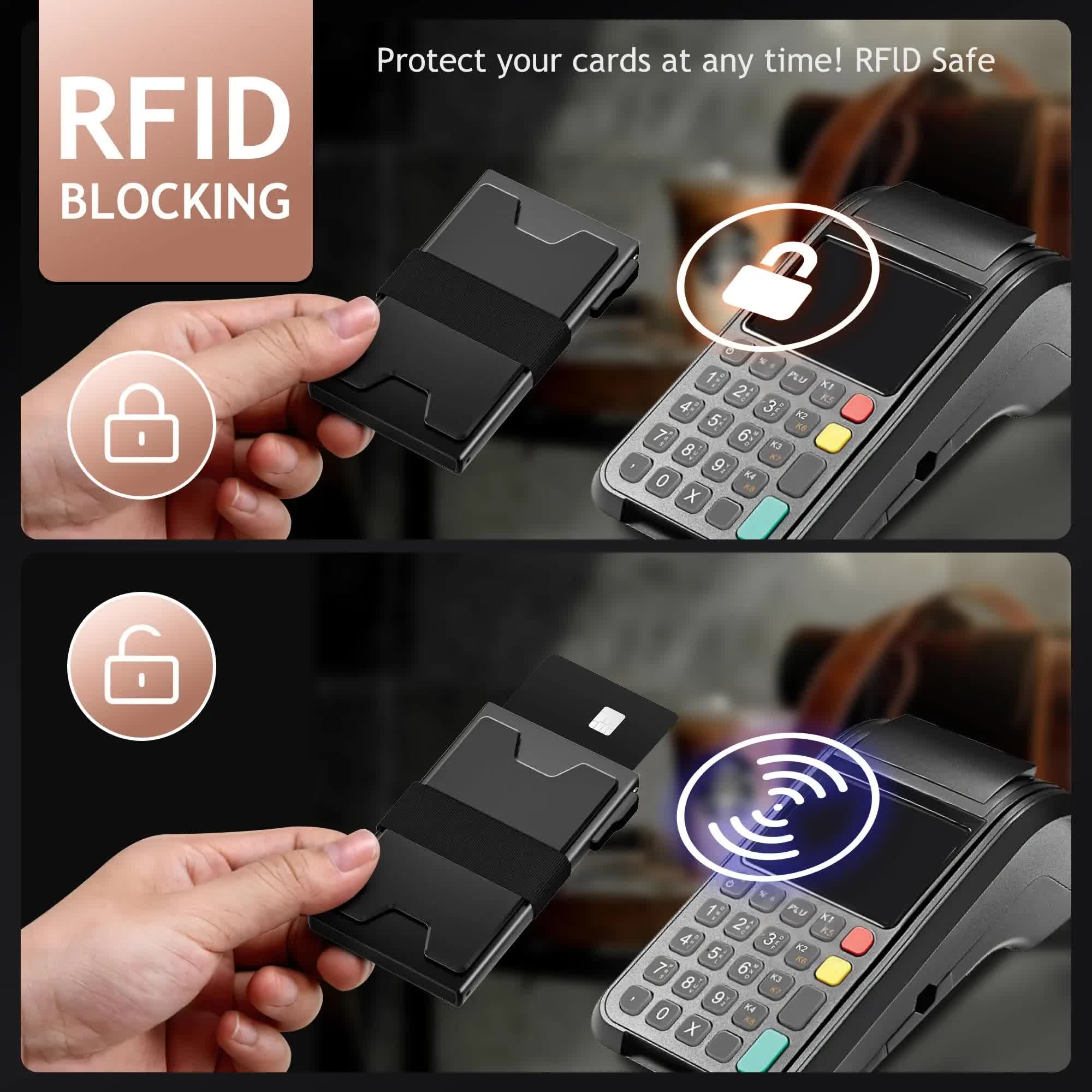 2-Pack Black Metal Thin Slim Men Women Pop Up Wallet (10.1 x 6.9 x 1.7 cm) - RFID Anti-theft Card Holder with box โ image 5