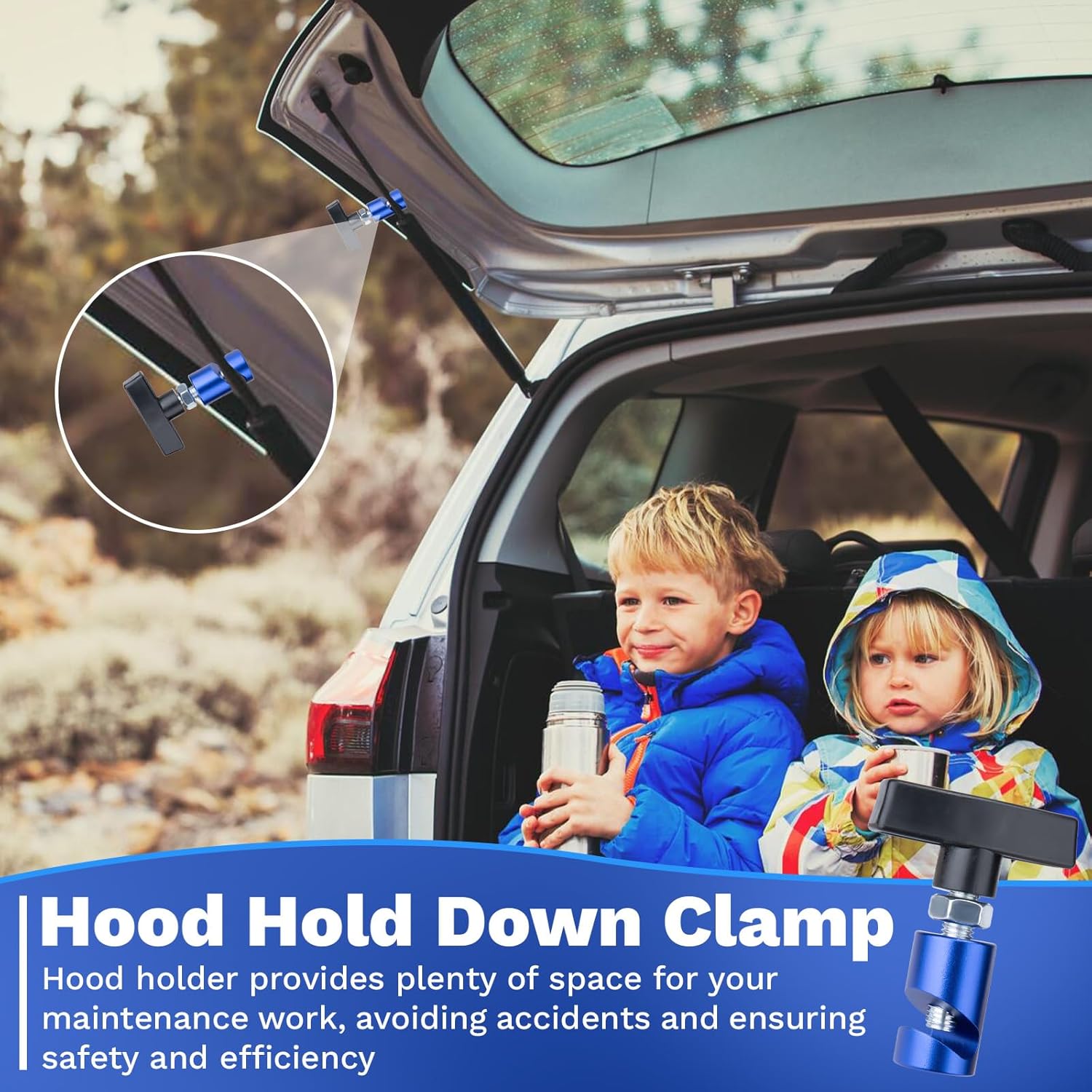 2 PCS Car Hood Prop Struts Clamp, Hood Strut Clamp, Car Lift Support Retaining Clip, 0.43 Inch Hood Lift Support Clip for Car, Automotive Tools for Tailgate — image 2
