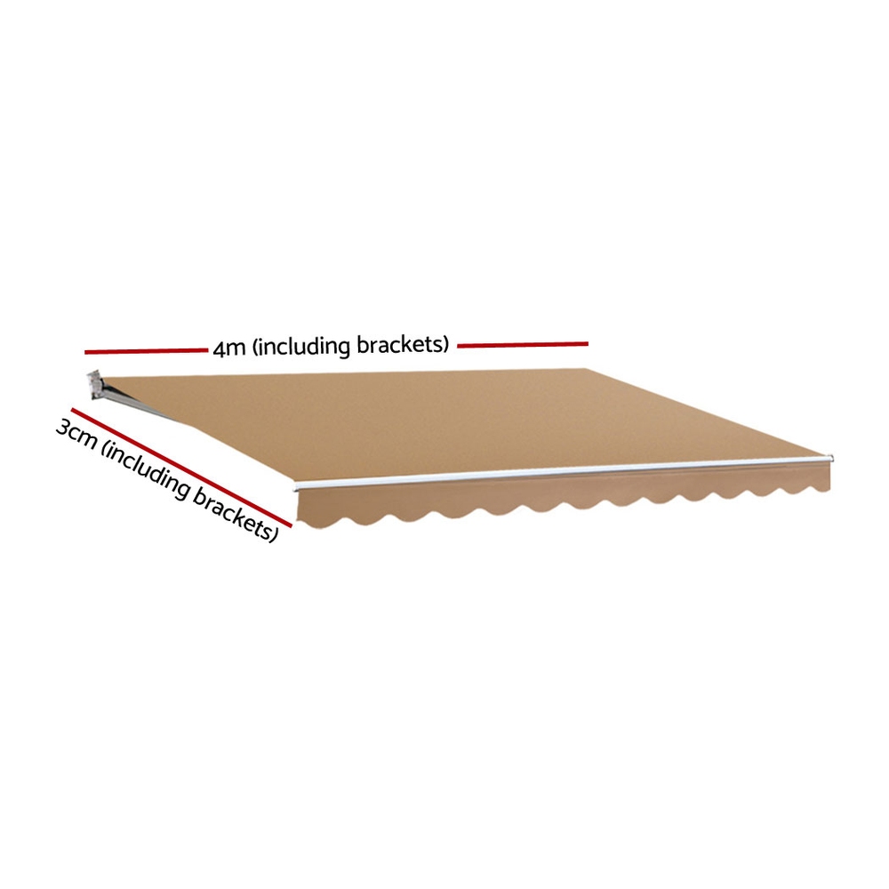 Instahut Retractable Folding Arm Awning Motorised Sunshade 4Mx3M Beige — image 2