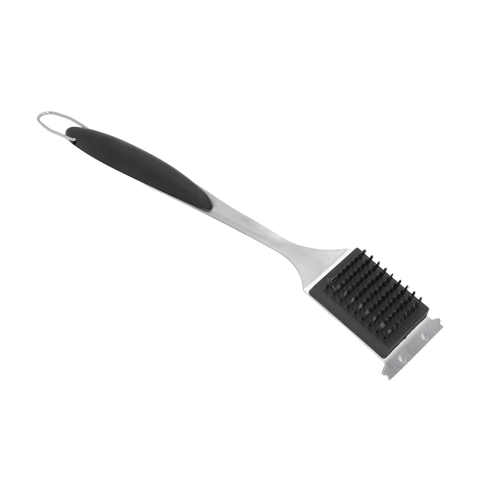 Barbecue Grill Brush Scraper Long Handle Stainless Steel Silver No Scratch Cleaning Portable for BBQ Grilling — image 3