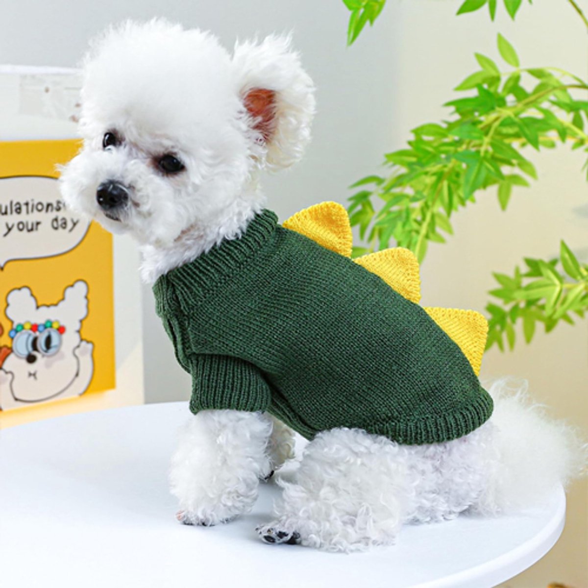 Dog Coat - Dog Sweater - Sweaters for Small Dogs - Dog Sweater - Cute Dinosaur Sweater - Soft and Comfortable Winter Clothes - Warm Knit Cat Sweater - Perfect — image 2