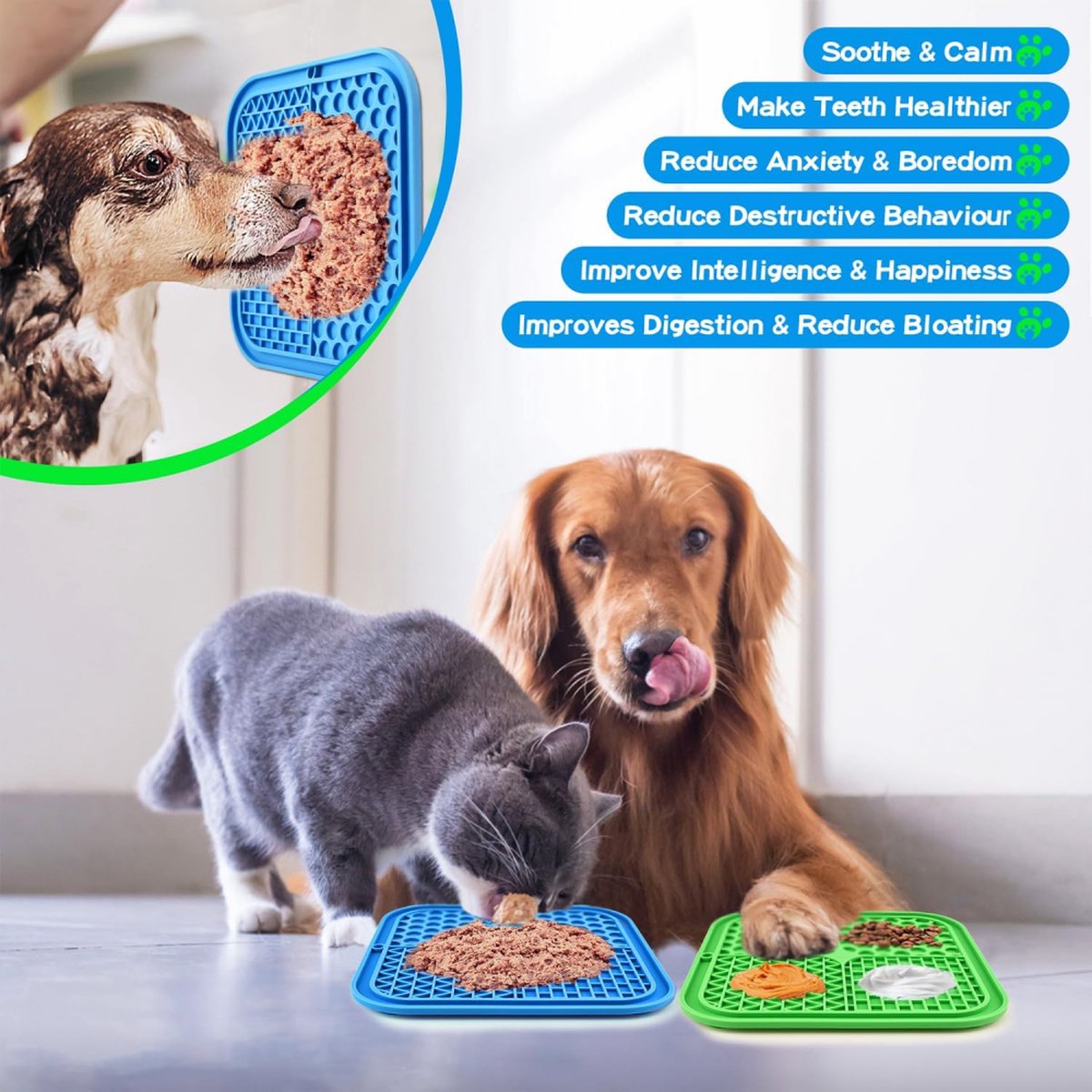 Dog Lick Mat - 2 Pieces - Dog Lick Mat with Suction Cup - Dog Toys - Dog Feeding Mat - Dog Slow Feeder - Cat Lick Mat - Dog Lick Pad - Anti-Gulp Food Bowl — image 4