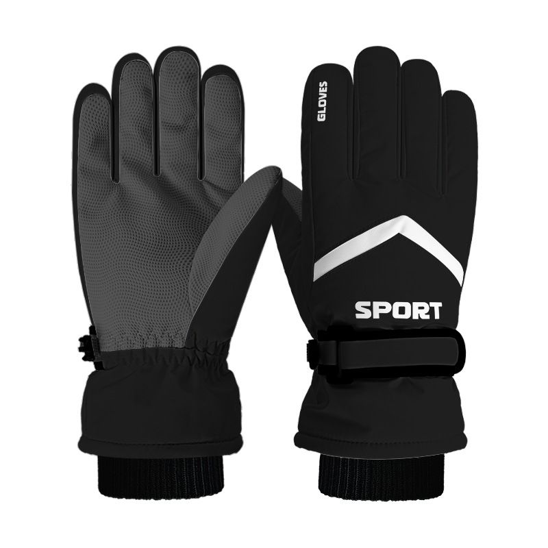 Winter men's and women's windproof and cold proof velvet warm gloves,Women's black