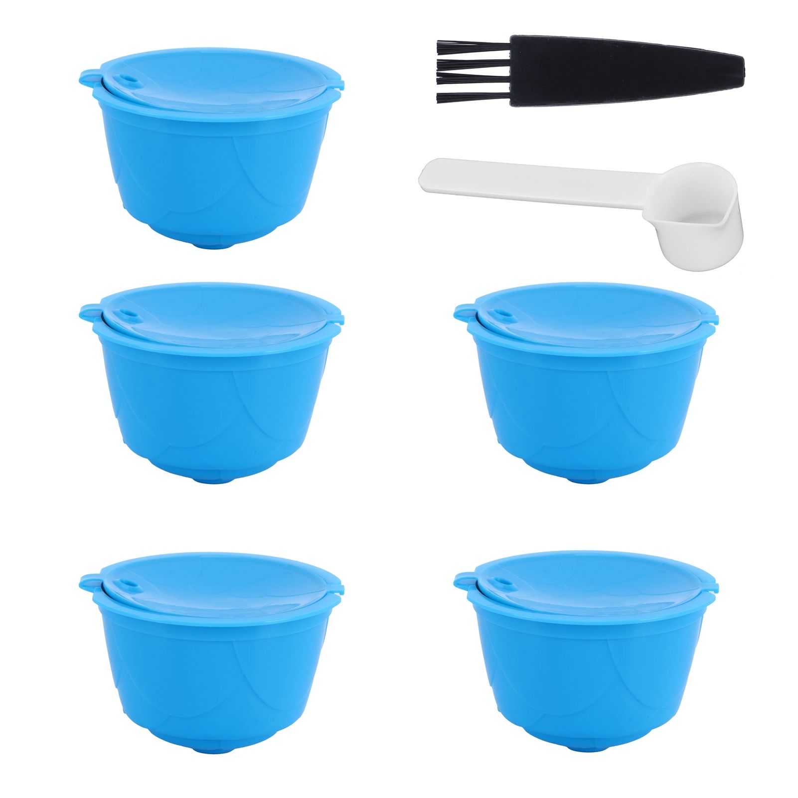 Refillable Coffee Capsule Filter Cup Kit Accessories for DOLCE GUSTO Coffee Machine(Blue 5 Capsules1 Spoon 1 Brush) — image 5