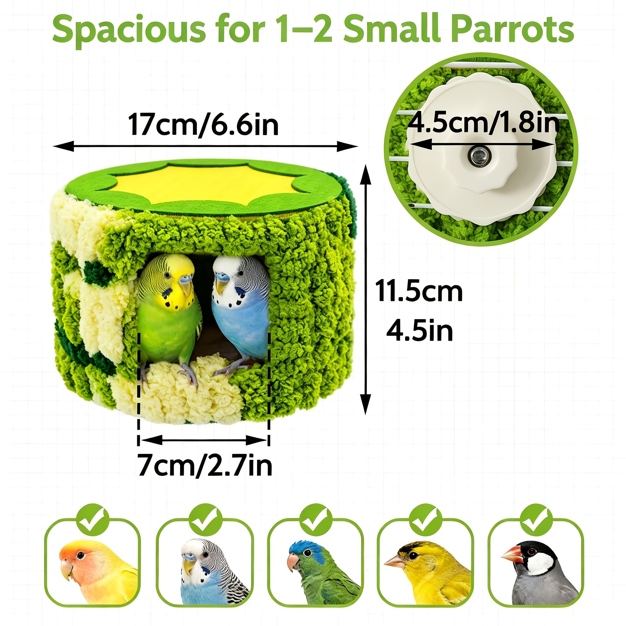 Cozy Hanging Bird Nest for Small Parrots – Warm, Soft, and Secure Hideaway with Removable Pad, Lovebirds, and Conures in Winter or Stress R — image 2