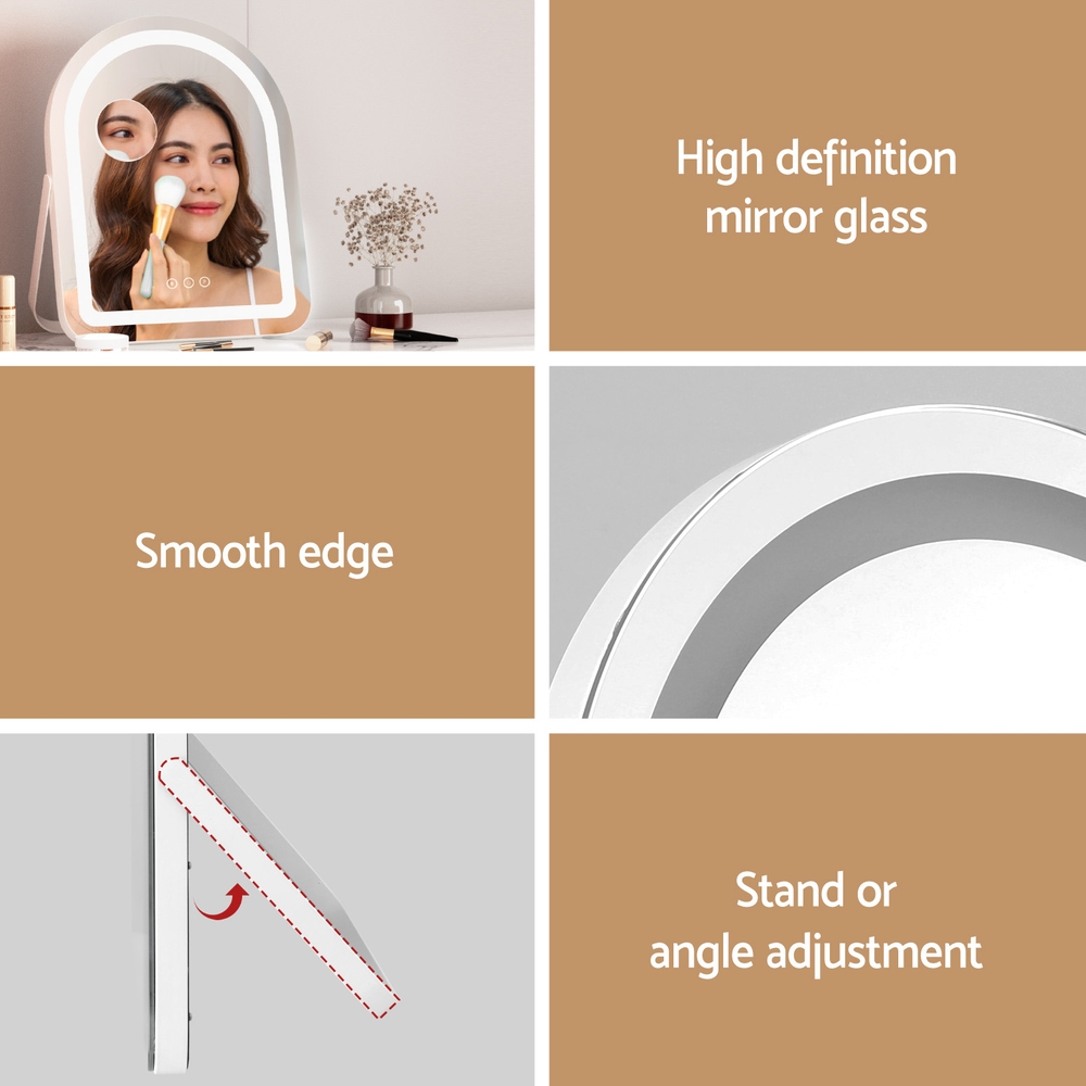 Embellir Makeup Mirror 35x45cm Dressing Vanity LED Stripe Light with 5x Magnification Rotation White Arch โ image 6