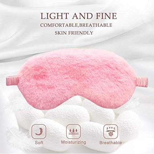 Faux Fur Eye Mask - Soft and Smooth Satin Eye Mask - Sleeping Eye Mask - 2-Pack (Pink + Yellow-Pink) — image 2