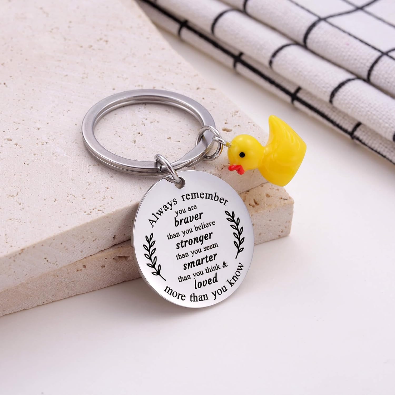 Inspirational Duck Keychain, Cute Lucky Duck Charm Keyring for Friends Teens, Positive Affirmation Duckling Gift — image 4