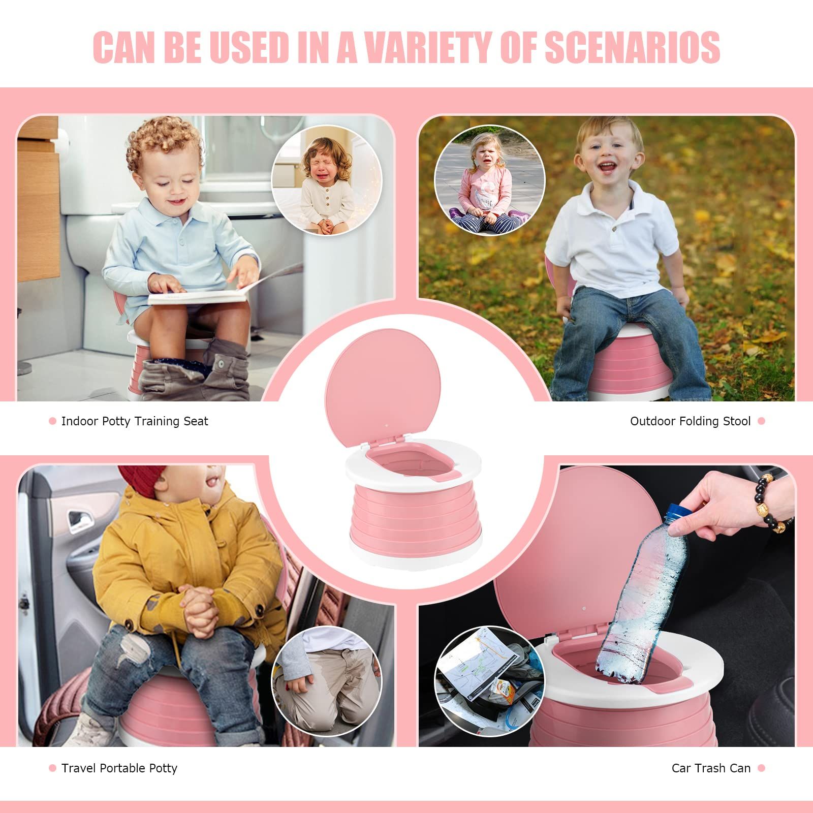 Portable Potty for Toddler Travel Foldable Potty Seat for Toddler Training Toilet for Kids Boys Girls Car Potty On The Go Potty — image 2