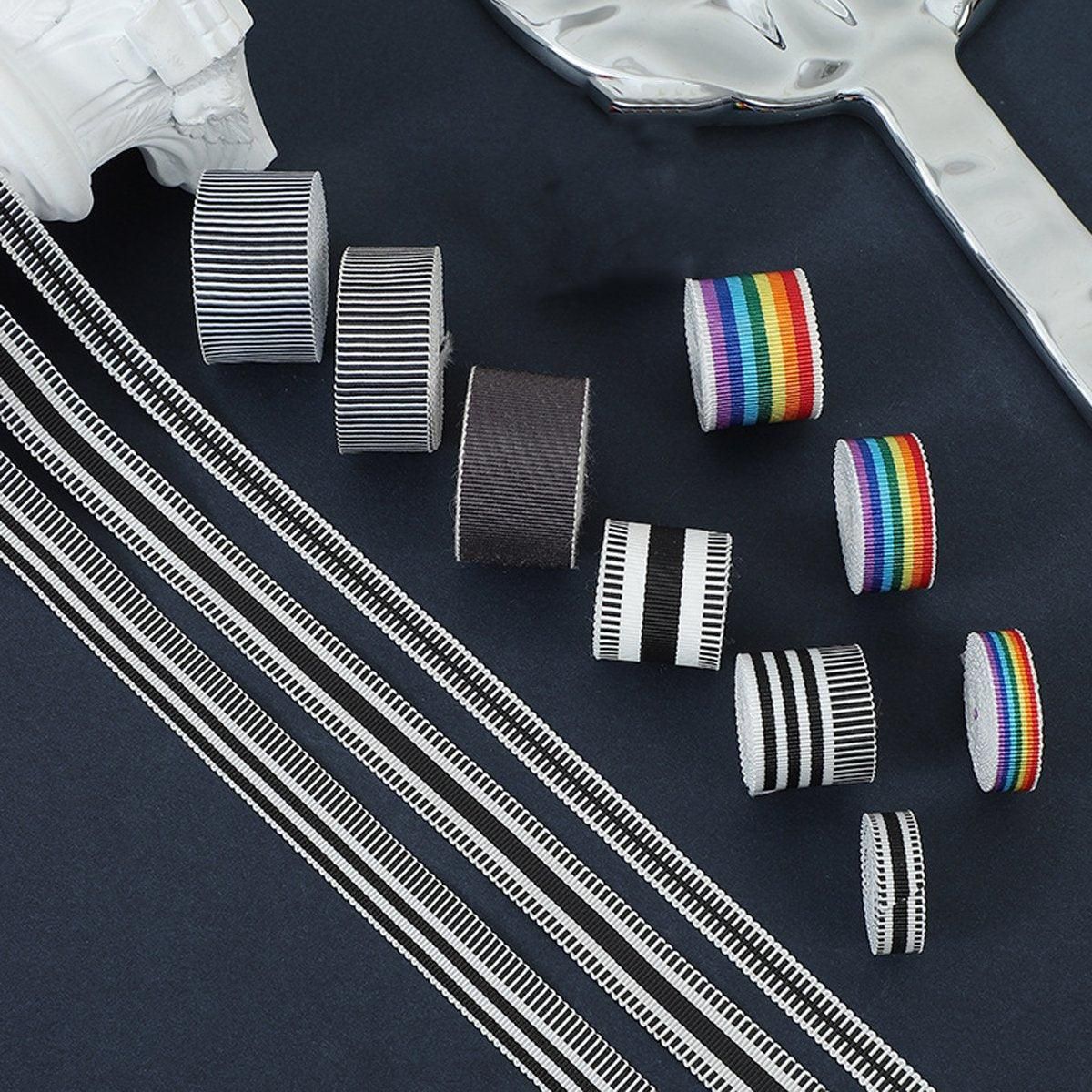 50Yards DIY Elastic Binding Tape Bias Ribbon Strap Sewing Craft Webbing Trimming - Black White -2.5cm — image 5