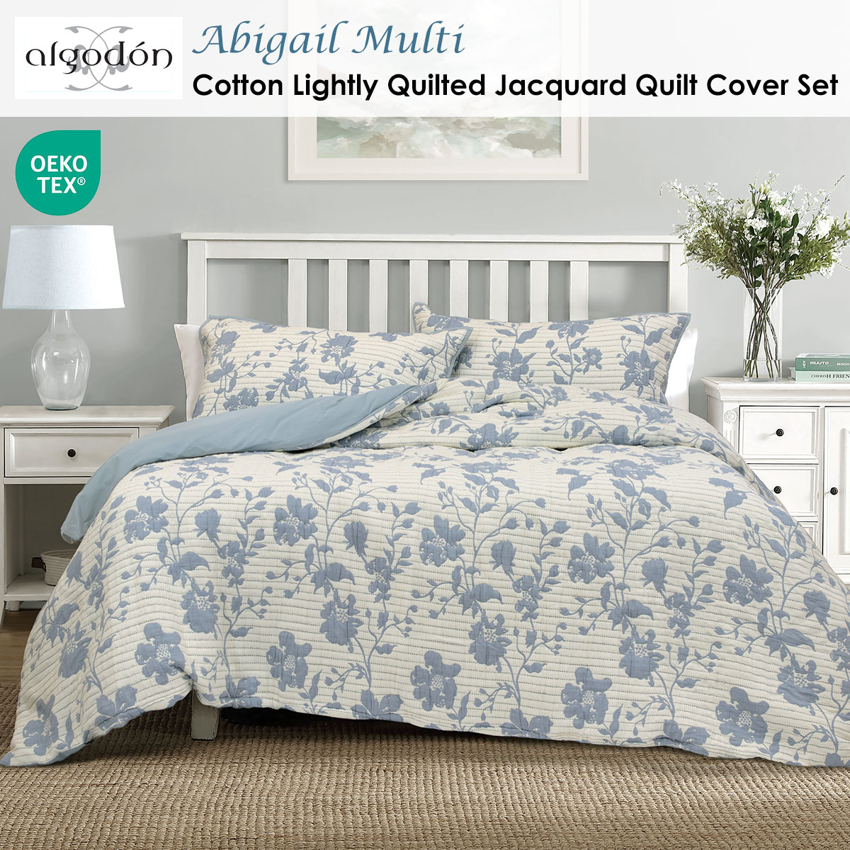 Algodon Abigail Multi Lightly Quilted Cotton Jacquard Quilt Cover Set King — image 2