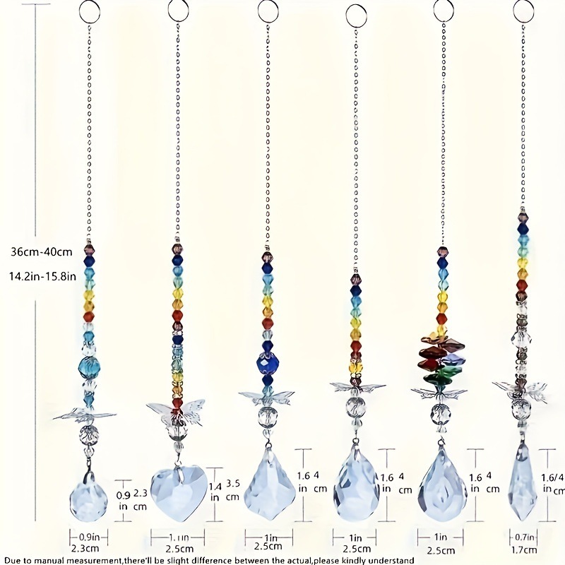 Set of 6 Crystal Suncatcher Hanging Ornaments - Butterfly Star Moon Prism Window Decor โ image 2