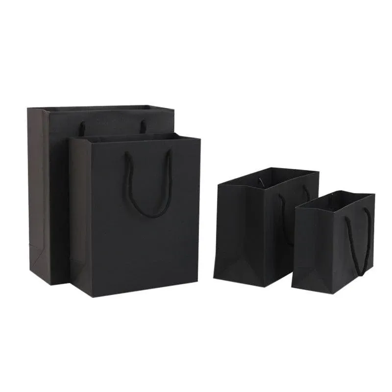150Pcs Bulk Black Paper Bags Gift Shopping Carry Craft Bag With Cutton Handles - 17*24*10cm — image 3