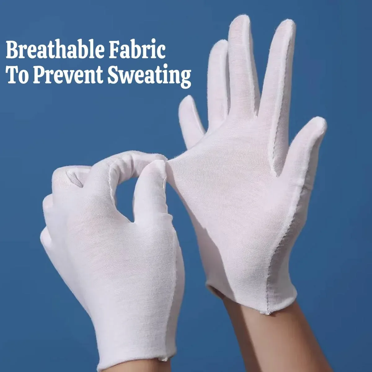 12 Pairs Cotton Work Gloves Breathable Knit L Black XL White - XL — image 4