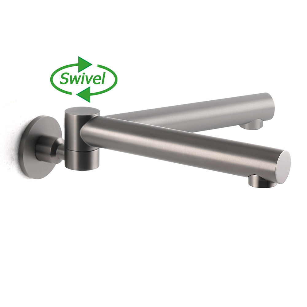 Gun Metal Round Wall Mounted 180 Swivel Bathtub Faucet Water Outlet Vanity Spout โ image 4