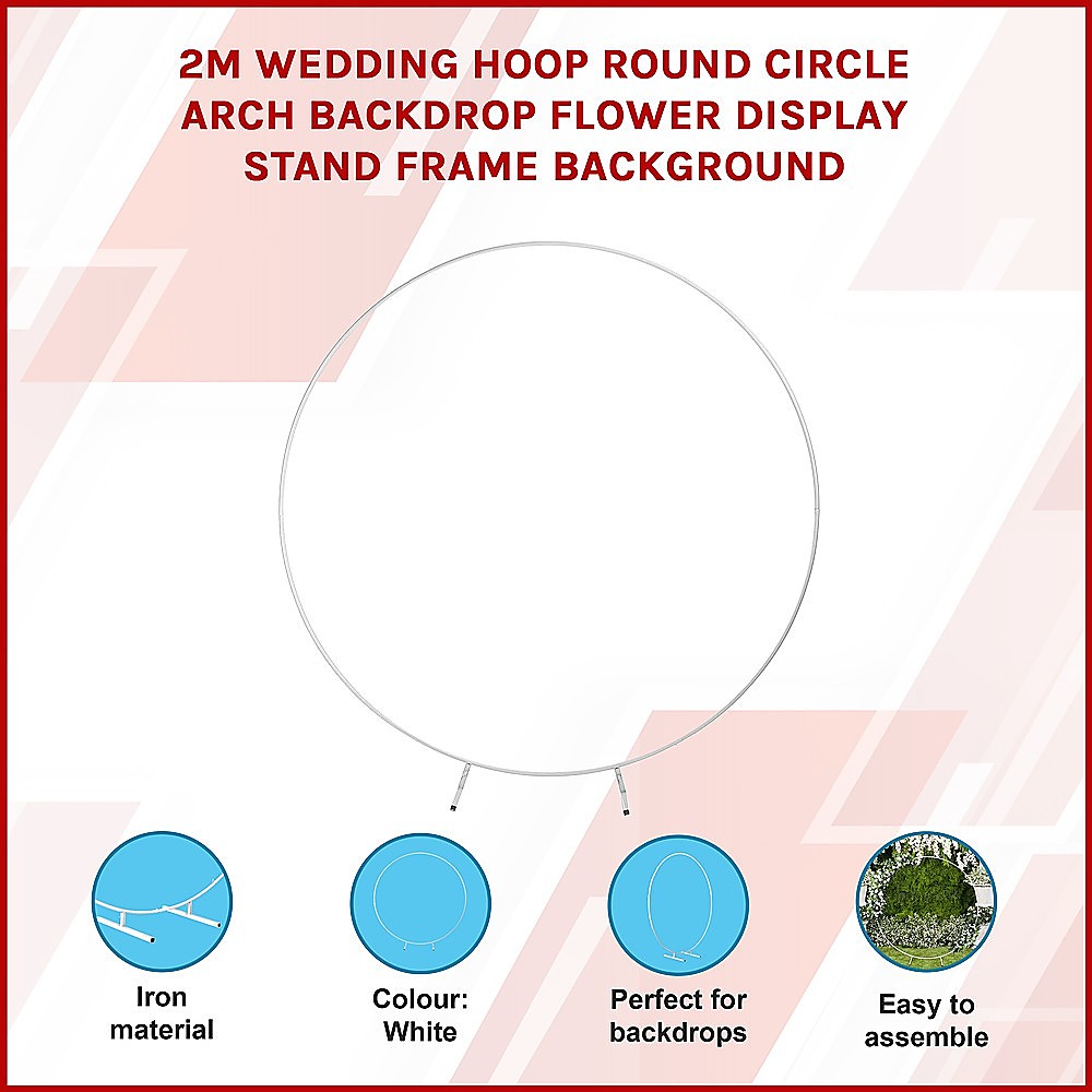2M Wedding Hoop Round Circle Arch Backdrop Flower Display Stand Frame Background โ image 3