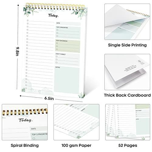 1Pack To Do List Notepad, Undated Daily Planner for Work and Goal Setting Greenery Sway, 52 Sheets, 9.8" x 6.5", Home and school, Daily Task Plannin — image 6