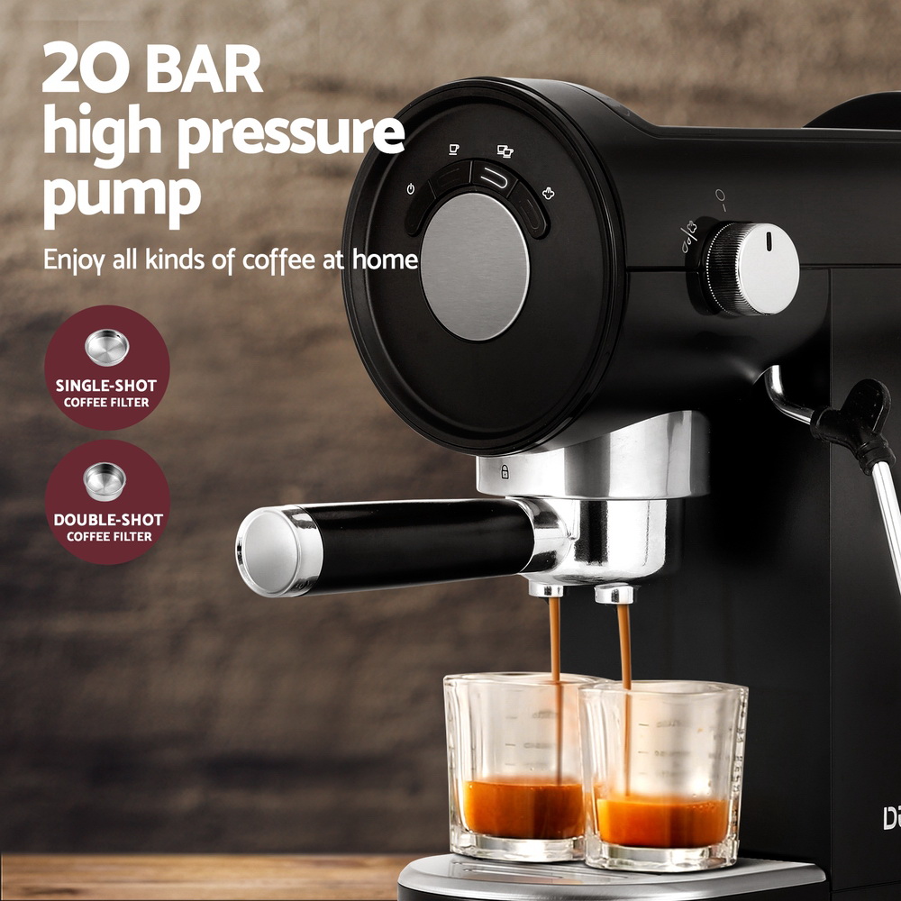 Devanti 20 Bar Coffee Machine Espresso Cafe Maker Black โ image 4