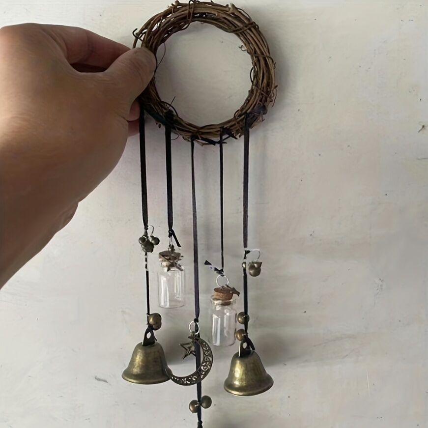 Bell Door Handle Protector Pendant, Vine-style Wind Chime, Witch Prayer Crystal Wind Chime, Home Decor — image 3