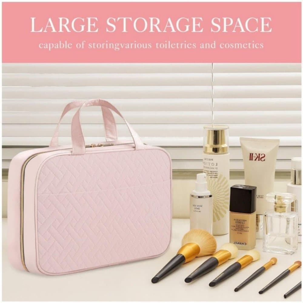 Waterproof Makeup Bag with Hanging Hook, Lightweight Toiletry Bag for Bathroom and Travel, Pink — image 2