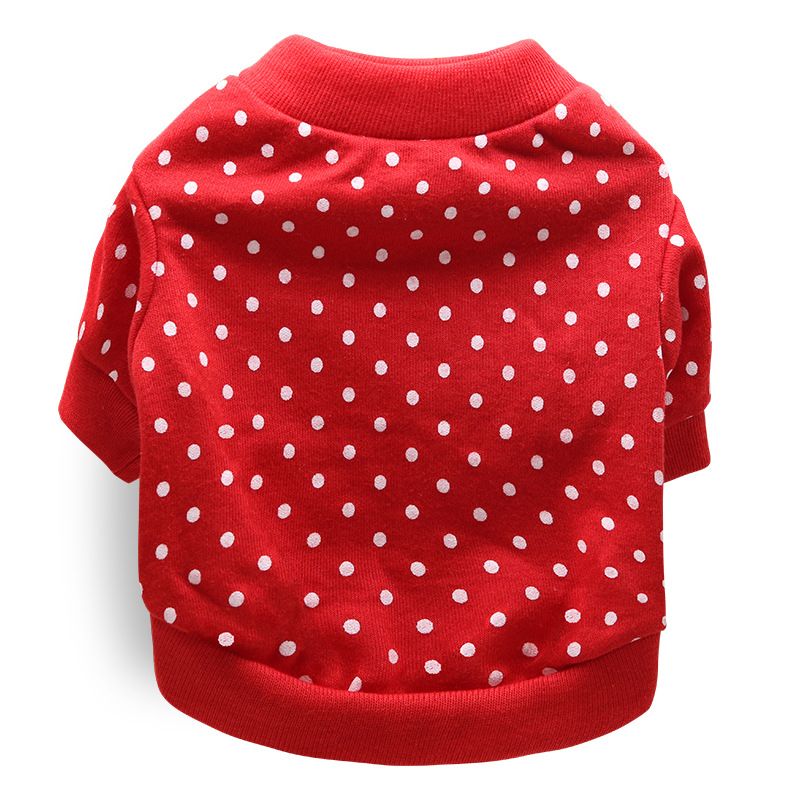 DROOLING DOG Pet Dog Cat Clothes Cotton T Shirt Red (dot) M Size: M; Neck (cm): 28-32; Bust (cm): 38-44; Back length (cm): 26-30; Recommended pet weight (kg)