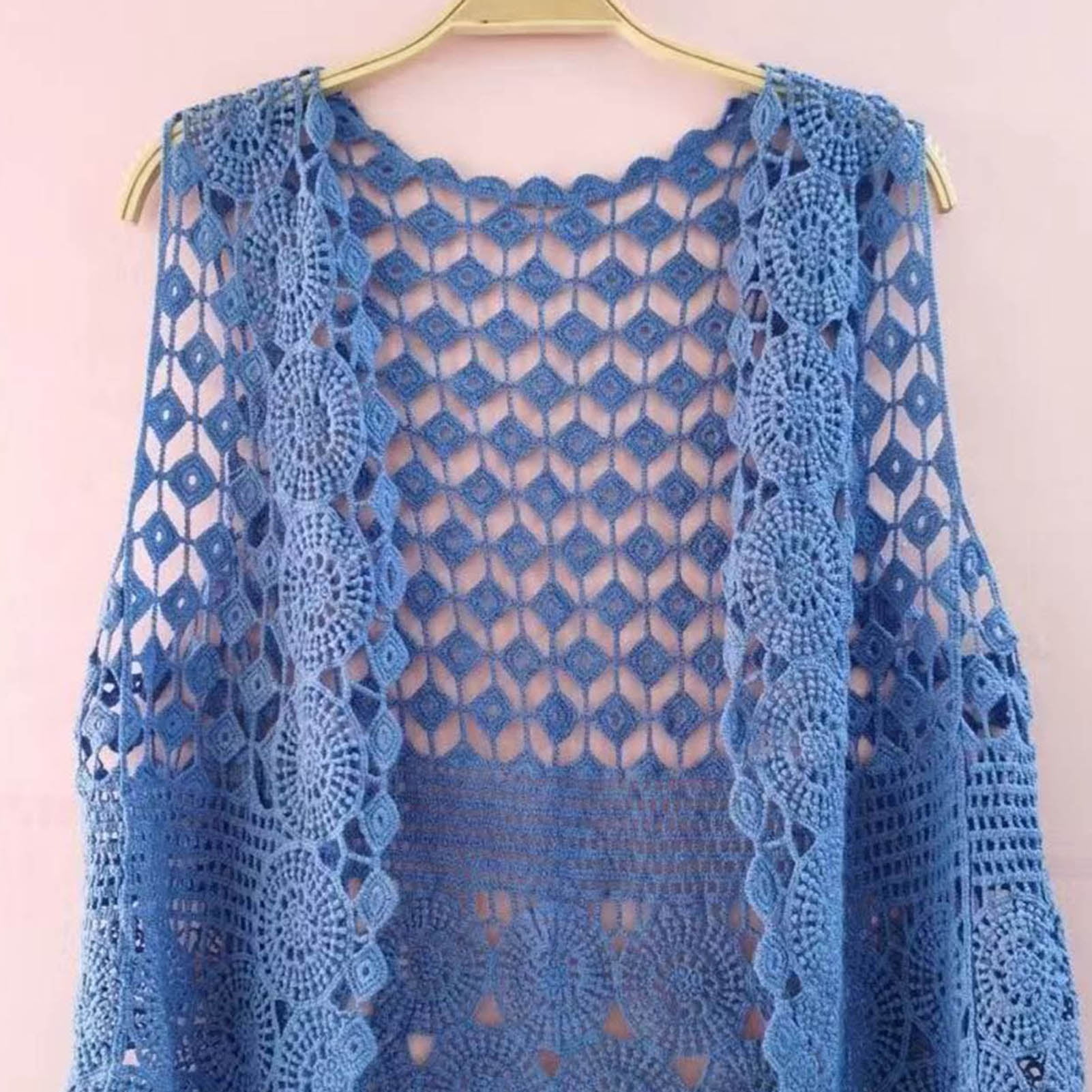Women Vest Women's Sleeveless Knitted Hollow Vest Retro Crochet Cardigan for Summer Spring Autumn Sleeveless Cardigan One Size Purple โ image 4