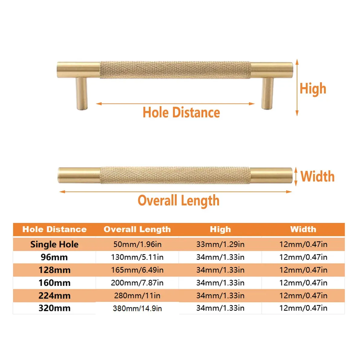 Light Luxury Cabinet Handle Full Copper Gold Straight Knurled Drawer Door Pull - 128mm — image 4