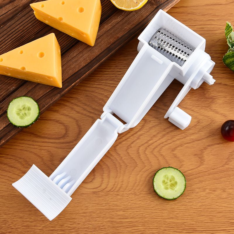 Rotary Cheese Grater with 3 Stainless Steel Blades and Safe Top Pressing Cover - Manual Hand Crank Shredder, Stable and Effortless for Cheese Vegetables &
