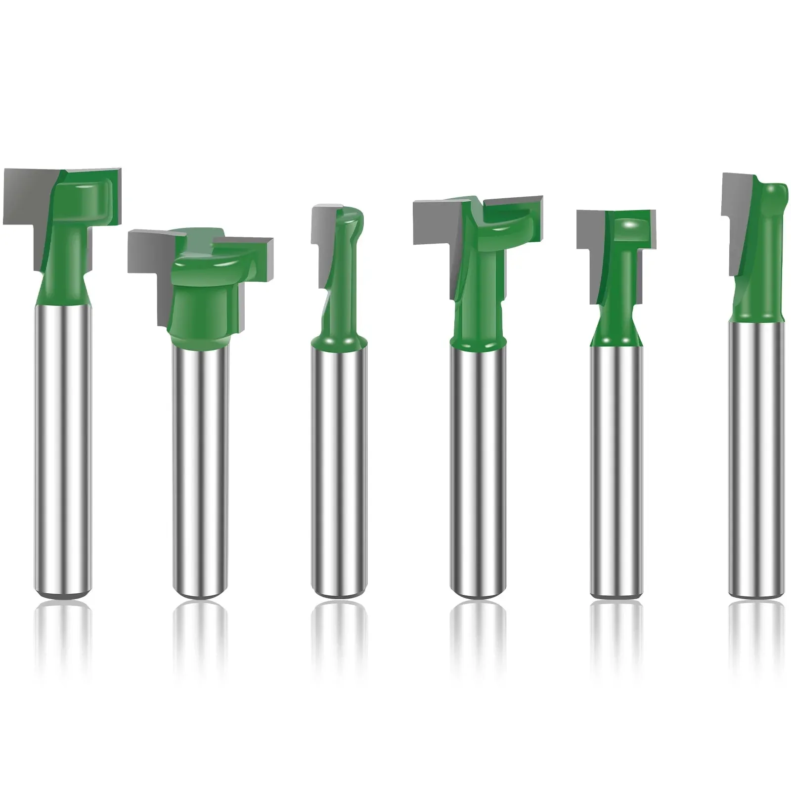 Keyhole Router Bits Set, 1/4 Inch Shank T Slot Milling Cutters for Woodworking, 6 Piece Set, Practical Everyday Use