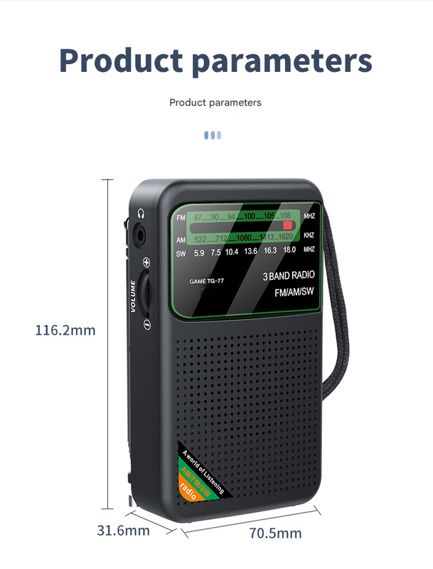 Golden JOC TG-77 Multi-Band Rechargeable Radio for Seniors - Automatic Channel Search, FM/AM/SW Bands — image 6