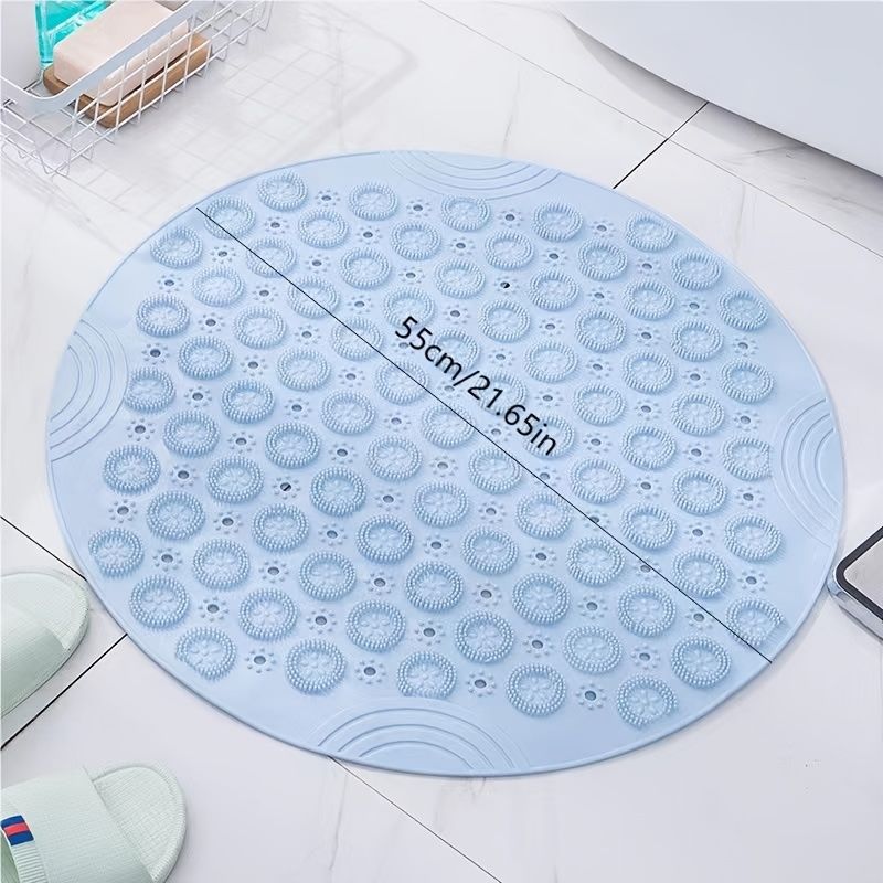 [Anti-slip Bath Mat] Anti-slip Round Bath Mat | Massage Foot Pad Toilet Bath Mat 55cm/21.65in Blue — image 4