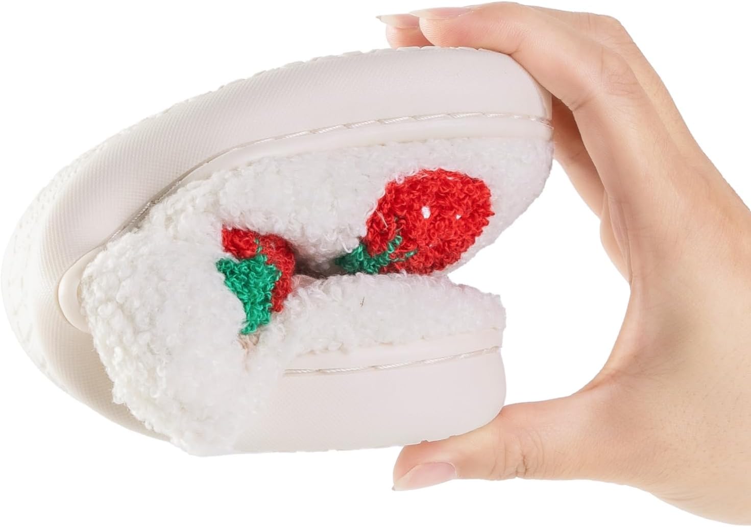 Women Slippers Cute Pattern Strawberry Slippers Warm Soft Bedroom Shoes Fuzzy Closed Toe Sandals Non Slip House Bedroom Slippers โ image 4