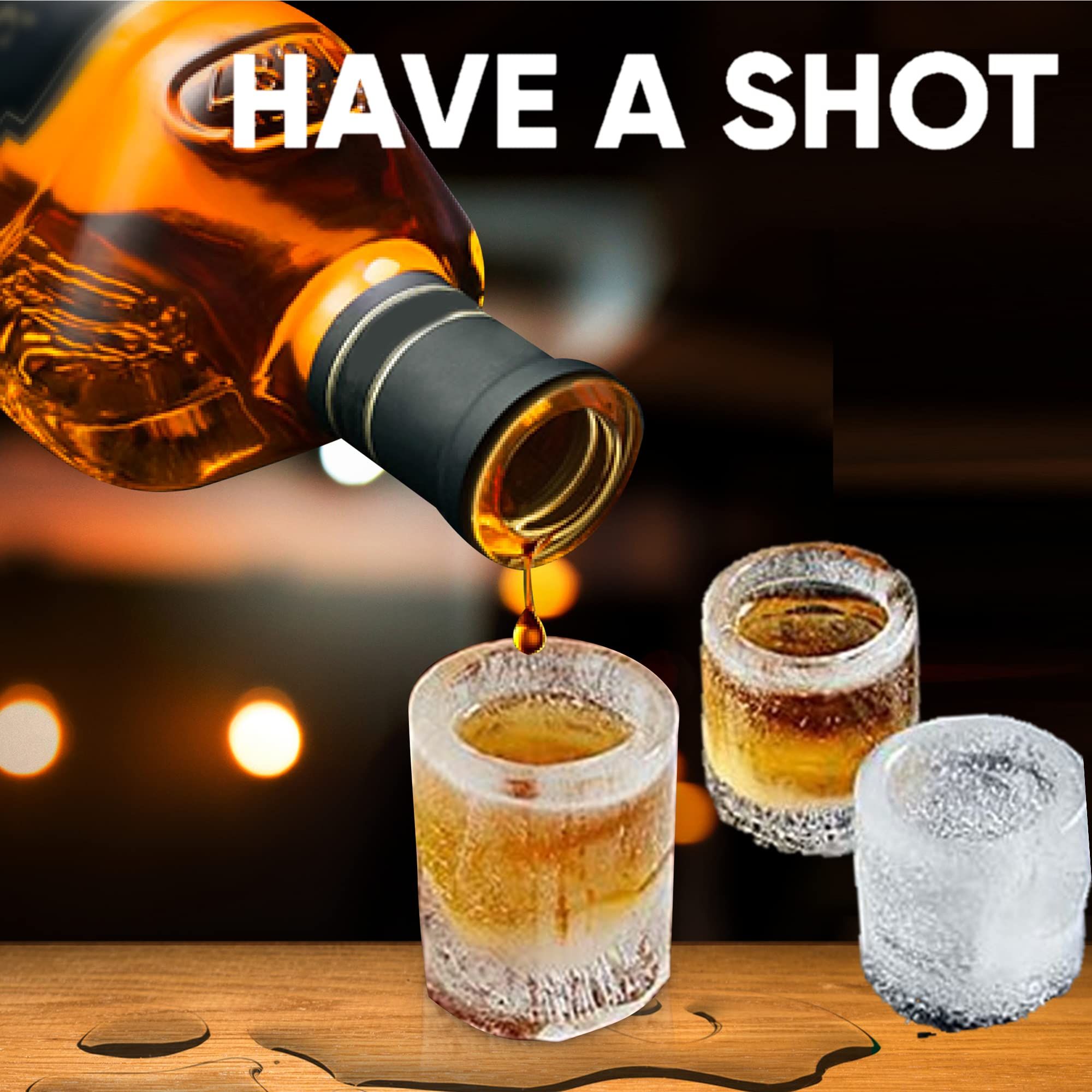 Silicone Shot Glass Ice Molds/Trays for Freezer with 4 Cavities, Reusable Whiskey Glass Ice Cubes, Holds 1oz Each, 1.3 Inch — image 4