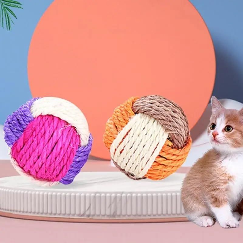3pcs,Cat Sisal Ball Colorful Cat Ball Toy Cat Rolling Sisal Ball Toy 1pc Novelty Gift for Pets Random Color Cat Toys Pet Toy — image 2