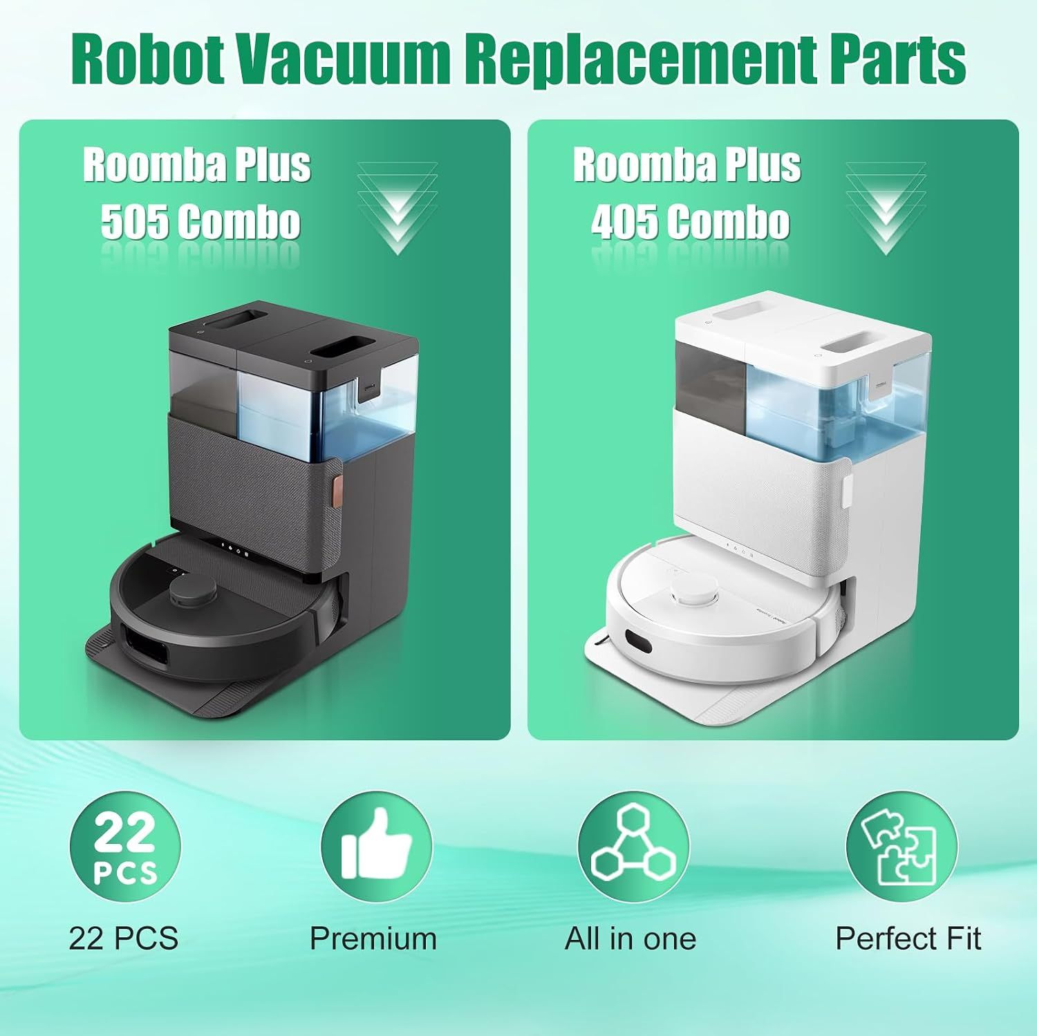Replacement Accessory Kit Compatible with iRobot Roomba 505/405 Series - 1 Main Brush + 4 Side Brushes + 3 Filters + 4 Mop Pads + 4 Dust Bags + 1 Small Yellow — image 4