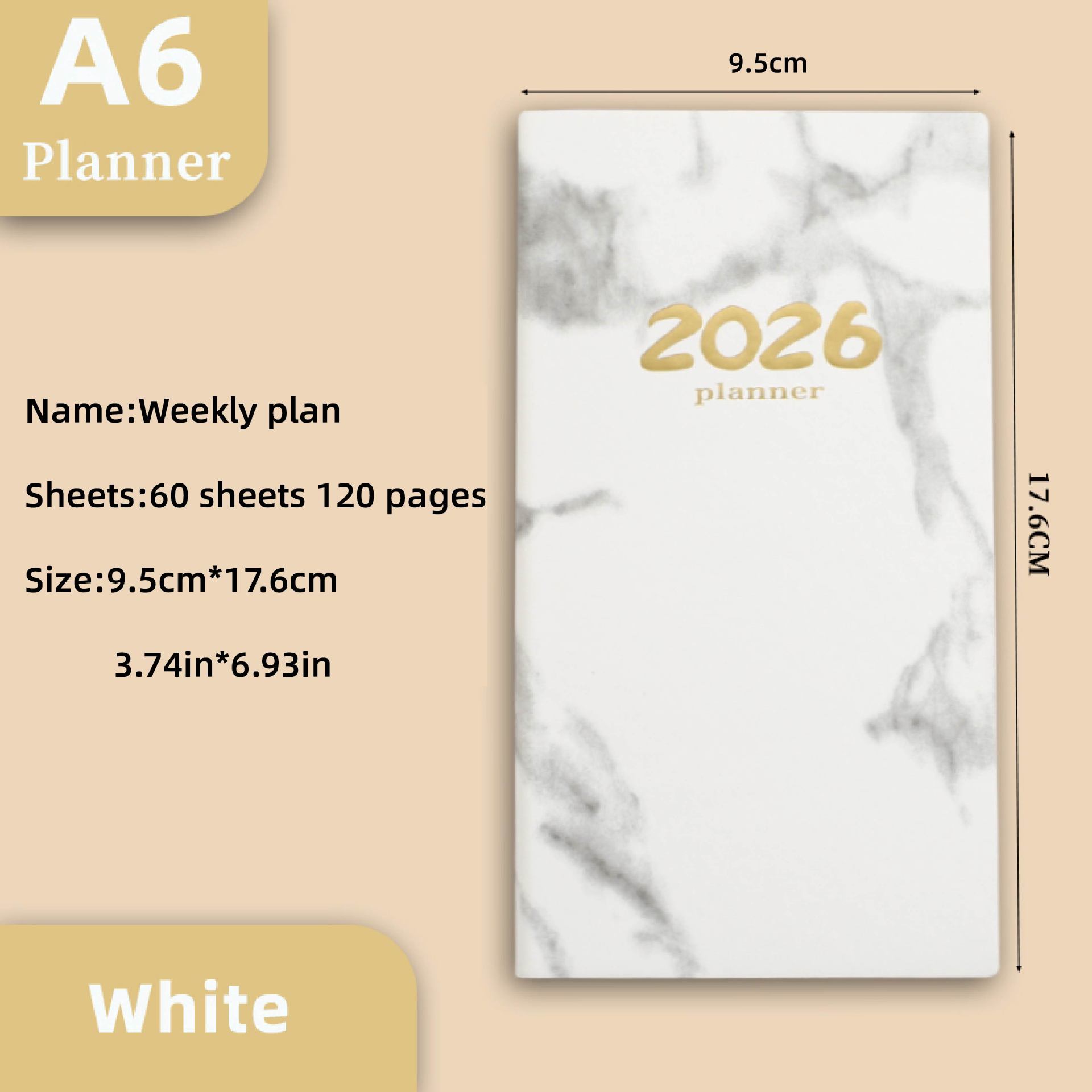 Pocket diary 2026 - A6 diary - Weekly planner - Yearly planner - Organizer - Planner book - 2026 diary for women - School diary - Weekly diary - Compact Diary