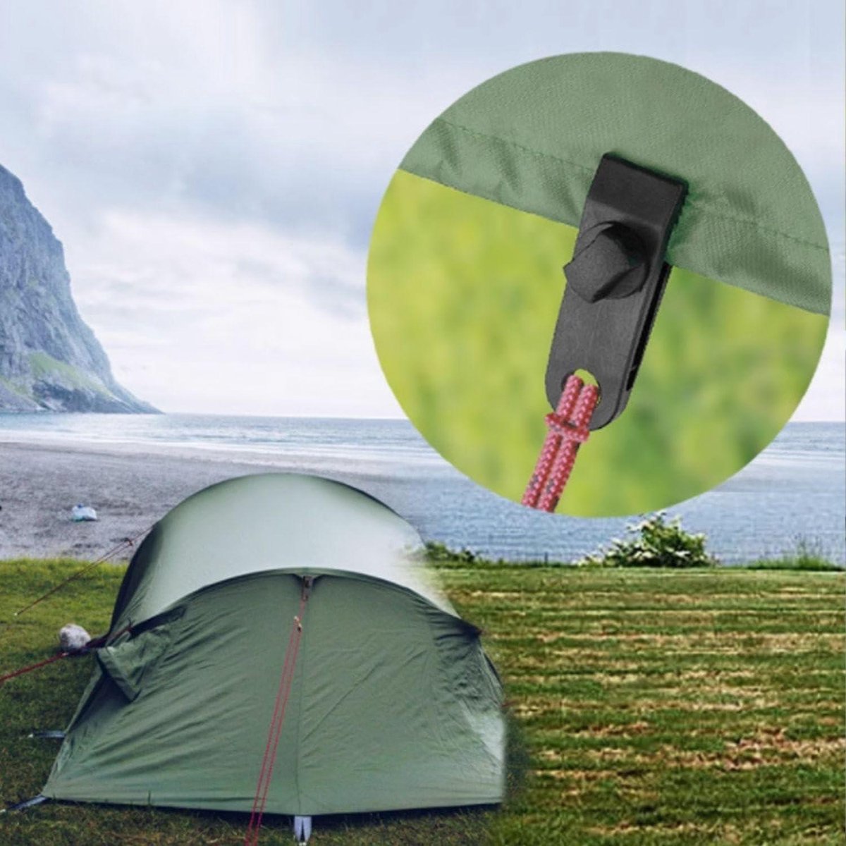 10 pieces - 2.6*8.3*3 cm - tent clips - tarp clips - clips for outdoor awnings - clips for sun sails - clips for tent tarpaulins - awning accessories - black — image 2