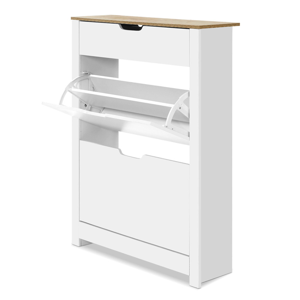Artiss Shoe Rack Cabinet 16 Pairs White Ana โ image 3