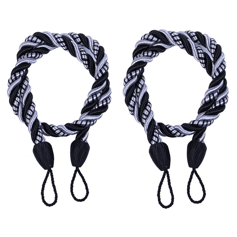 Curtain Holdbacks, 2PCS Curtain Tie Backs for Curtains, Ropes Tie Backs for Curtain Cord Buckle Tiebacks Tie Backs Beige Black
