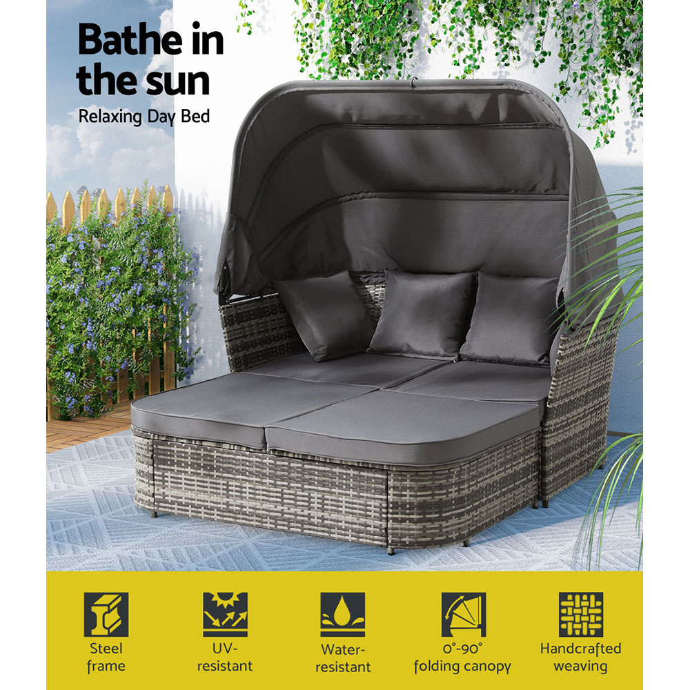 Gardeon Outdoor Sun Lounge Setting Patio Furniture Wicker Sofa Garden Day Bed — image 4